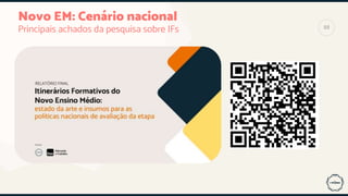 Novo EM: Cenário nacional
Principais achados da pesquisa sobre IFs 88
 