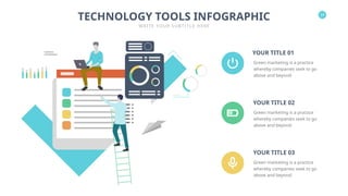 24
TECHNOLOGY TOOLS INFOGRAPHIC
WRITE YOUR SUBTITLE HERE
YOUR TITLE 03
Green marketing is a practice
whereby companies seek to go
above and beyond.
YOUR TITLE 01
Green marketing is a practice
whereby companies seek to go
above and beyond.
YOUR TITLE 02
Green marketing is a practice
whereby companies seek to go
above and beyond.
 