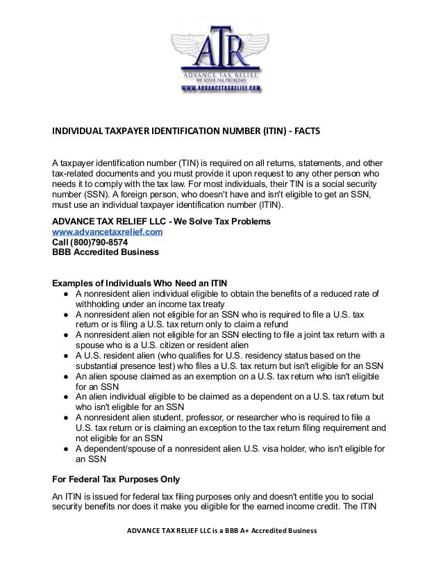 Form W 7 Individual Taxpayer Identification Number