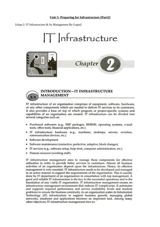 Unit 5: Preparing for Infrastructure [Part2]
[chap-2: IT Infrastructure & Its Management By Gupta]
 