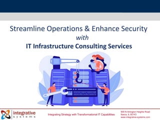 Integrating Strategy with Transformational IT Capabilities
900 N Arlington Heights Road
Itasca, IL 60143
www.integrative-systems.com
Streamline Operations & Enhance Security
with
IT Infrastructure Consulting Services
 