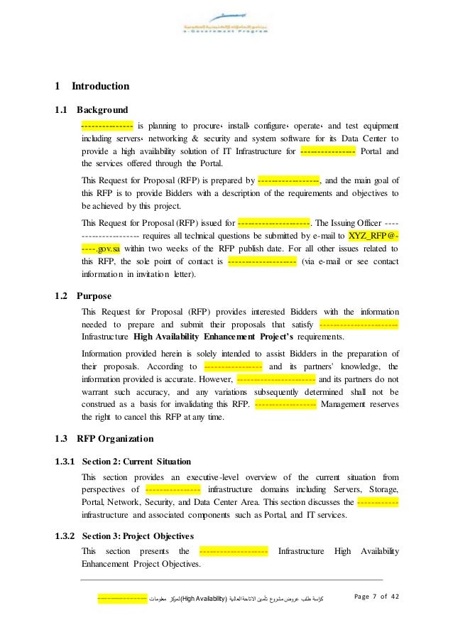 It infrastructure enhancement rfp template