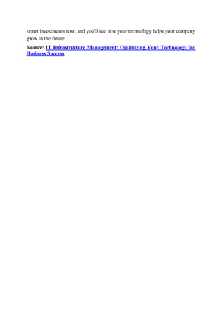 IT Infrastructure Management: Optimizing Your Technology for Business ...