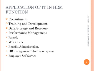 Information Technology in Human Resource Management | PPT