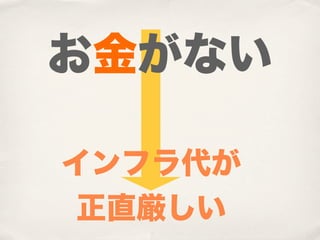 お金がない

インフラ代が
 正直厳しい
 