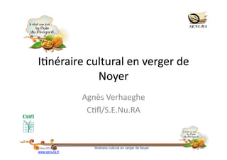 I"néraire	
  cultural	
  en	
  verger	
  de	
  
               Noyer	
  
                Agnès	
  Verhaeghe	
  
                 C"ﬂ/S.E.Nu.RA	
  



 Aout 2010          Itinéraire cultural en verger de Noyer
www.senura.fr
 