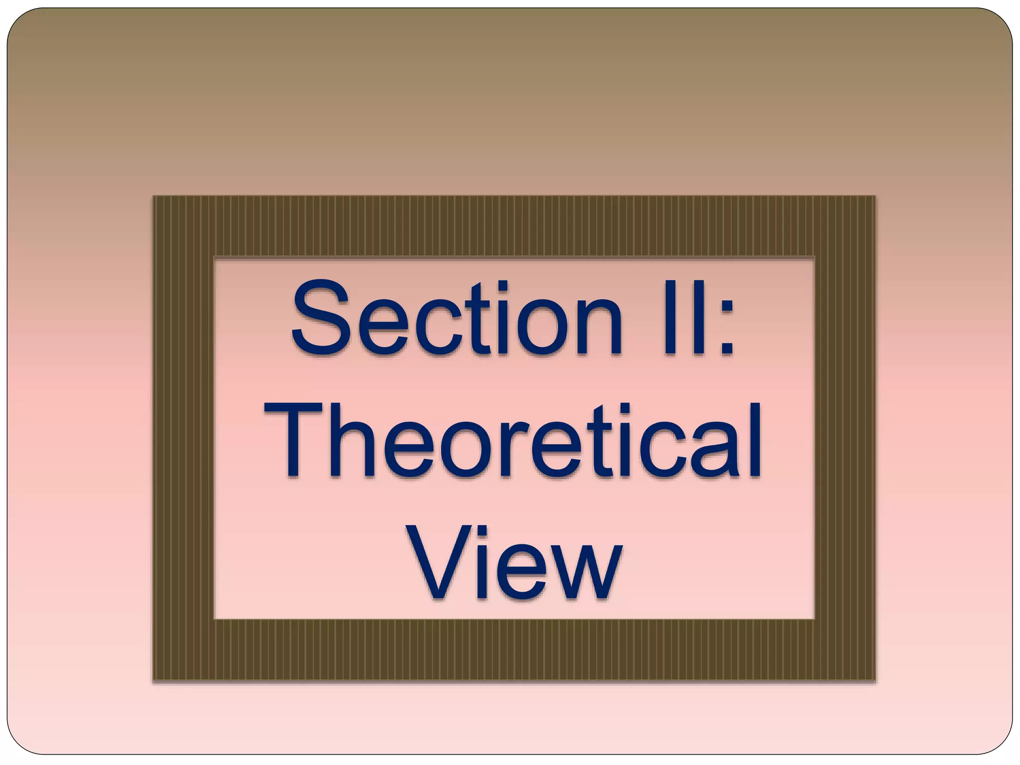 Section II:
Theoretical
View
 