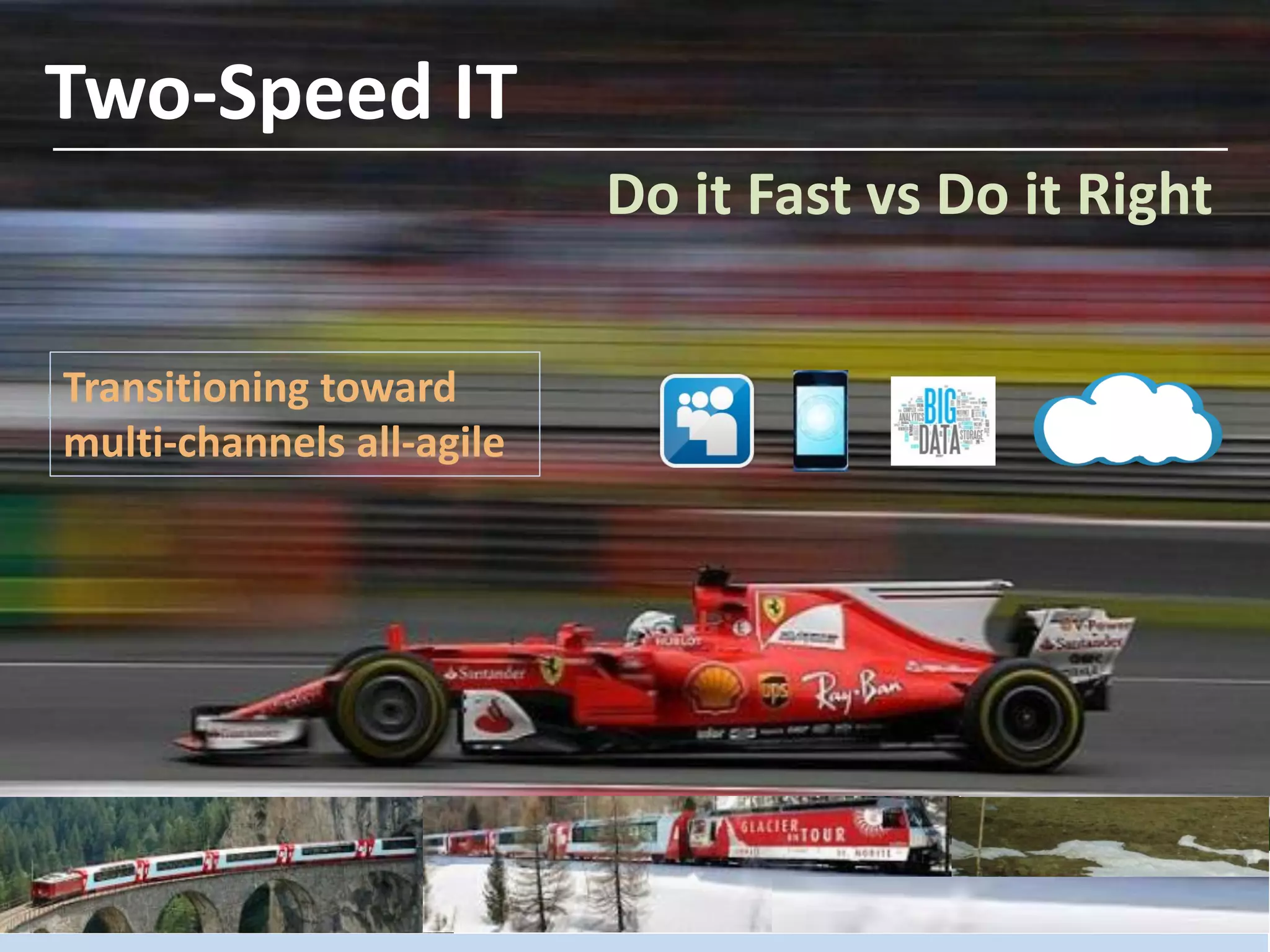 Two-Speed IT
Transitioning toward
multi-channels all-agile
Do it Fast vs Do it Right
 
