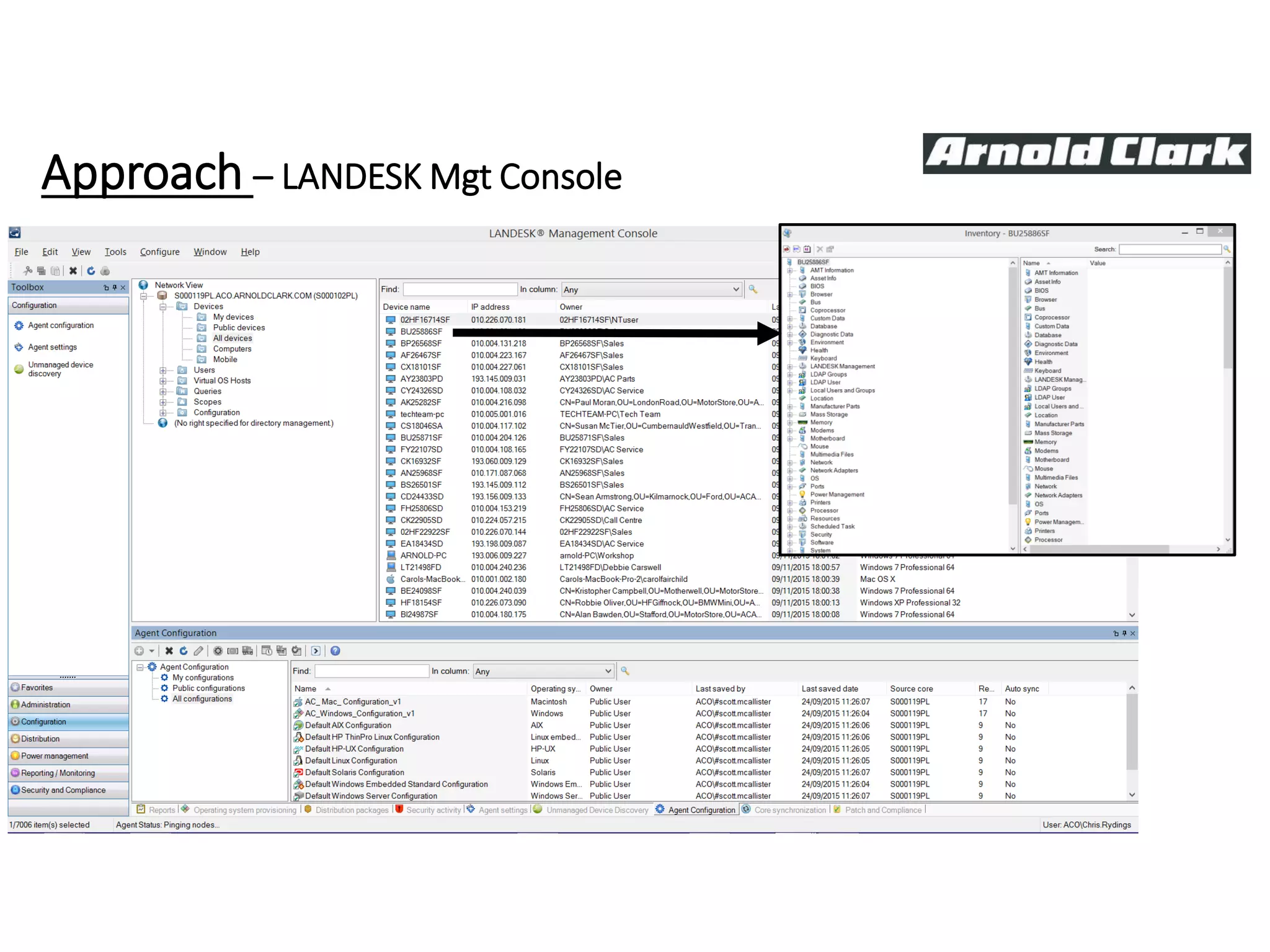 Approach – LANDESK Mgt Console
 