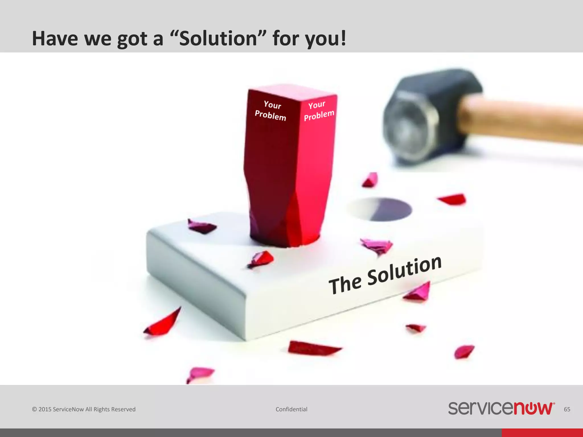 © 2015 ServiceNow All Rights Reserved Confidential 65
Have we got a “Solution” for you!
 