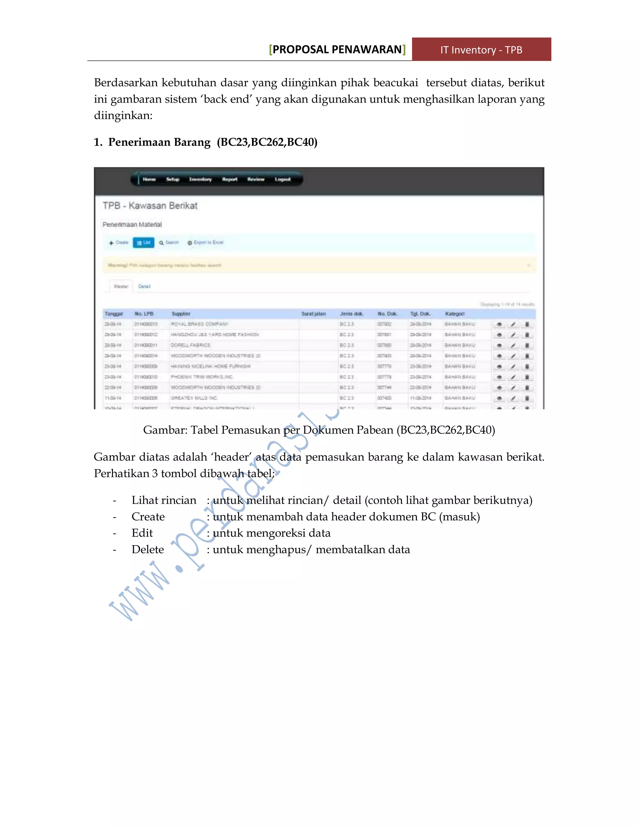 Header Tpb IT Inventory Kawasan Berikat | PDF