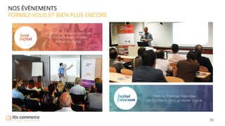 36
NOS ÉVÈNEMENTS
FORMEZ-VOUS ET BIEN PLUS ENCORE
Un jeudi par mois, un petit dej’
de Partage & de Conseils
autour du digital
Théorie, Pratique, Expertise.
Un Trio Réuni dans un Atelier Digital.
 