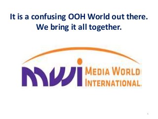 It is a confusing OOH World out there.
We bring it all together.
1
 