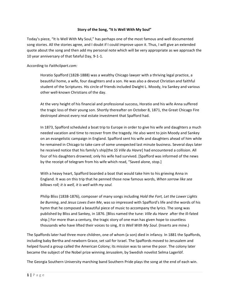 It is well with my soul