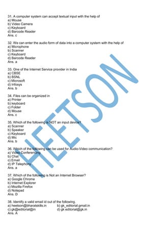 IT & ITeS Important MCQ Questions and Answers | PDF