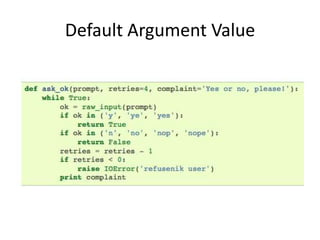 Default Argument Value
 