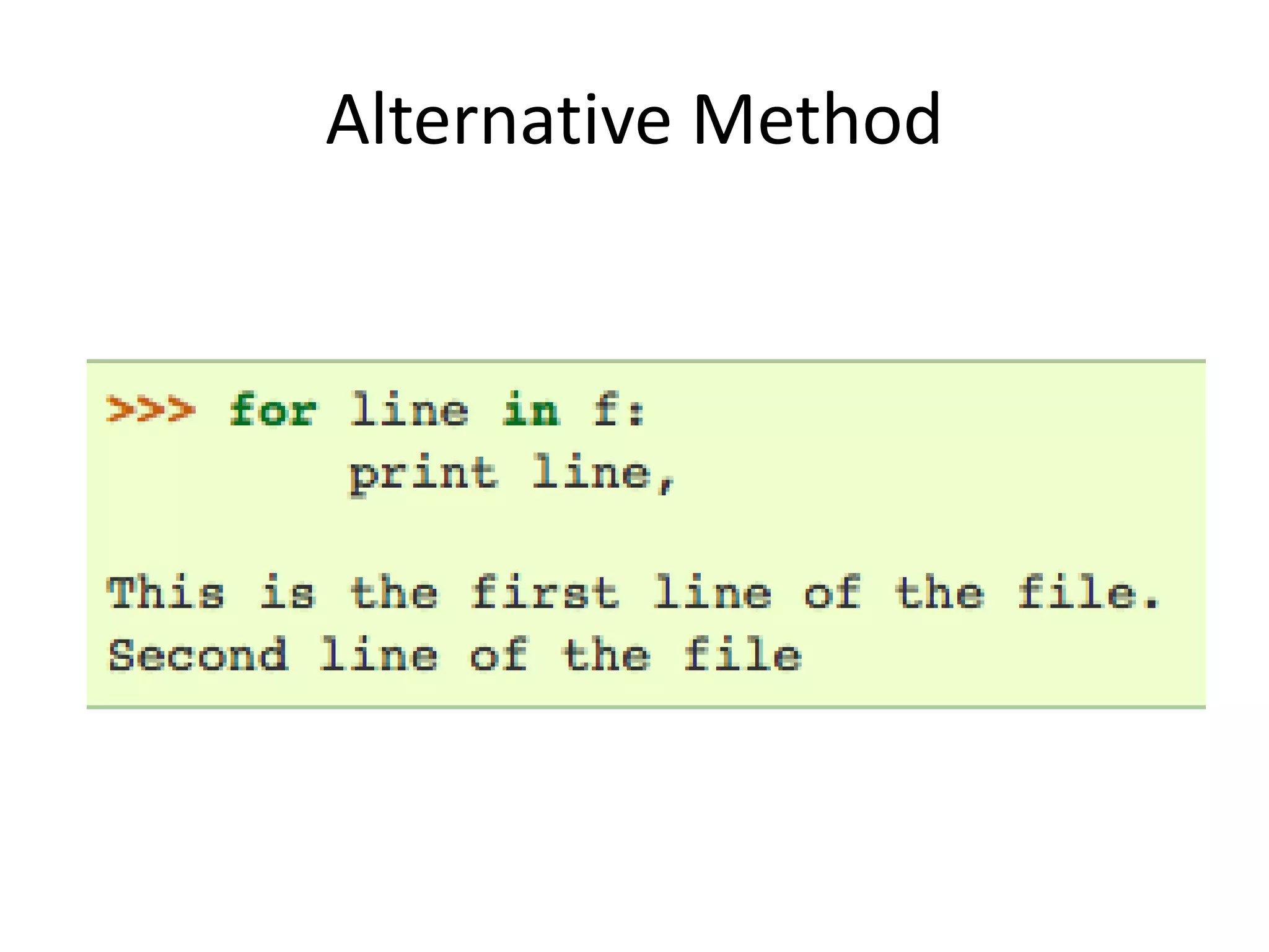 Alternative Method
 