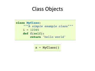 Class Objects
 