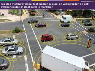Nationale DenkTank 2014 
16 
Op Weg met Dataverkeer laat mensen zuiniger en veiliger rijden en stelt 
infrabeheerders in staat beter te monitoren 
 