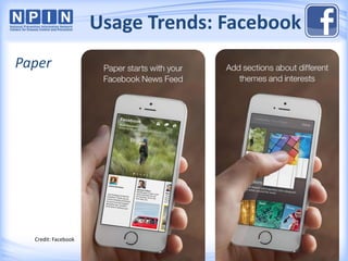 Usage Trends: Facebook
Credit: Facebook
Paper
 