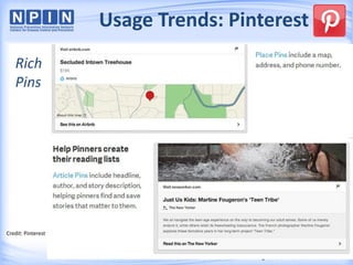Usage Trends: Pinterest
Credit: Pinterest
Rich
Pins
 