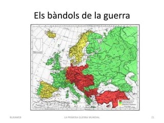 Els bàndols de la guerra
LA PRIMERA GUERRA MUNDIAL 21
BUXAWEB
 