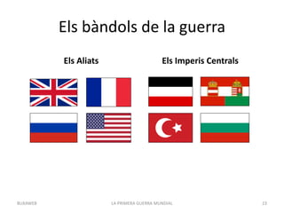 Els bàndols de la guerra
Els Aliats Els Imperis Centrals
LA PRIMERA GUERRA MUNDIAL 23
BUXAWEB
 