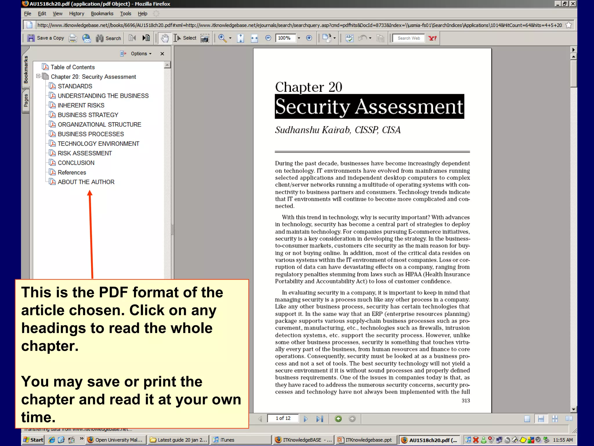 This is the PDF format of the article chosen. Click on any headings to read the whole chapter.  You may save or print the chapter and read it at your own time. 