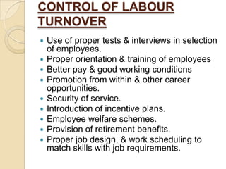 REASONS FOR HIGH RATE OF ABSENTEEISM & TURNOVERHow employees report absence 1. Colds/flu2. Stomach upset/food poisoning3. Headaches/migraines4. Back problems5. Stress/emotional problems/personal problems    In managers' own opinion1. Colds/flu2. Stress/emotional problems/personal problems3. Monday morning blues/extending the weekend4. Low morale/boring job 5. Childcare problems/family sickness 