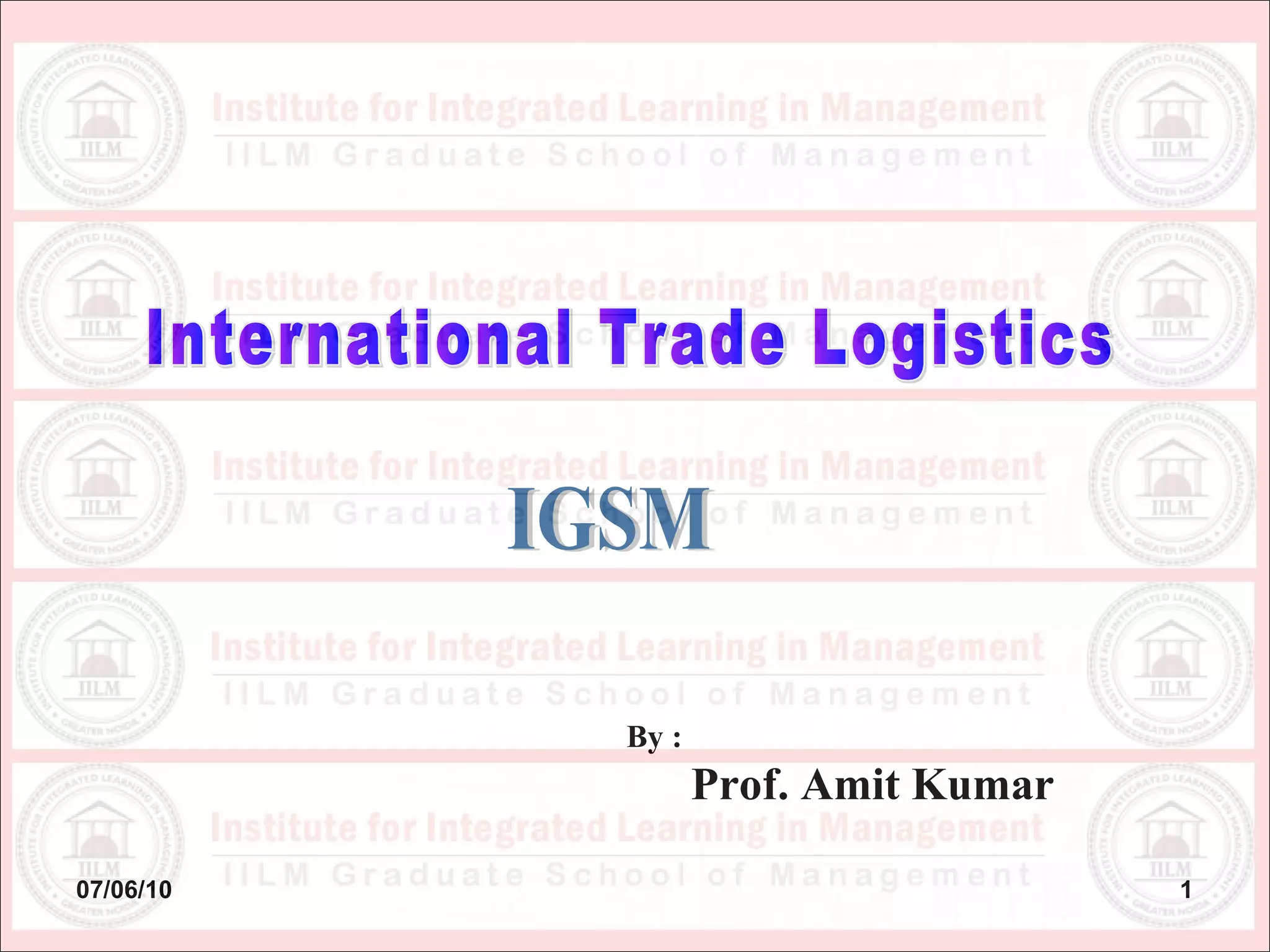 Itl lecture-15 to 19 (transportation-the backbone of logistics) | PPT