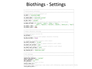 Biothings - Settings
 