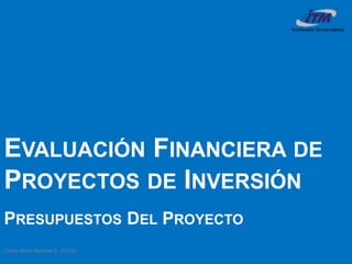 Carlos Mario Morales C 2019©
EVALUACIÓN FINANCIERA DE
PROYECTOS DE INVERSIÓN
PRESUPUESTOS DEL PROYECTO
 