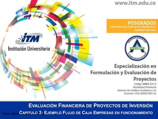 Carlos Mario Morales C 2015©
EVALUACIÓN FINANCIERA DE PROYECTOS DE INVERSIÓN
CAPITULO 2- EJEMPLO FLUJO DE CAJA EMPRESAS EN FUNCIONAMIENTO
 