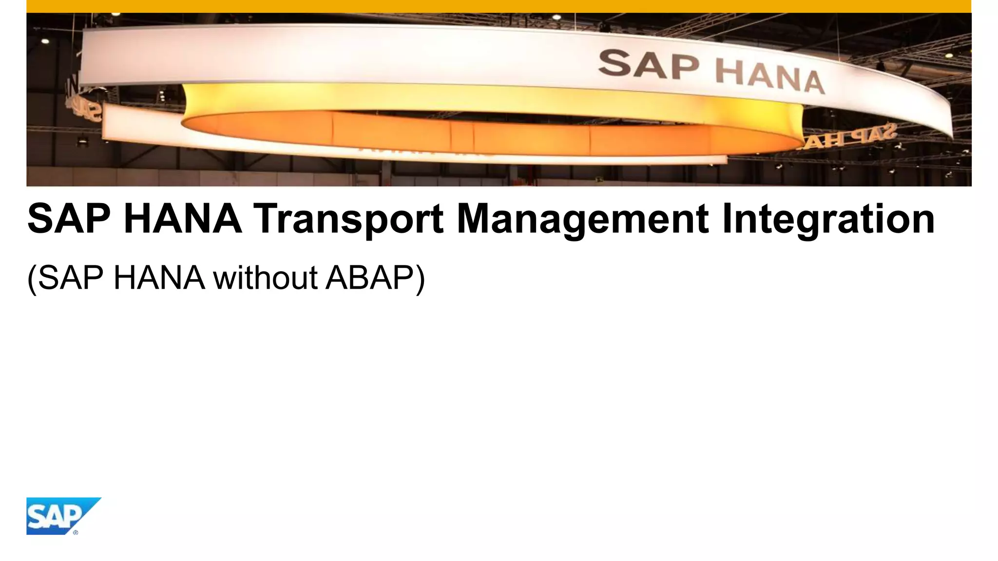 SAP HANA Transport Management Integration 
(SAP HANA without ABAP) 
 