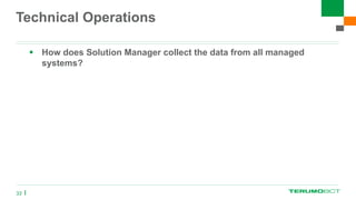 Technical Operations
 How does Solution Manager collect the data from all managed
systems?
33
 