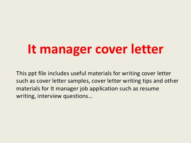 it manager cover letter examples