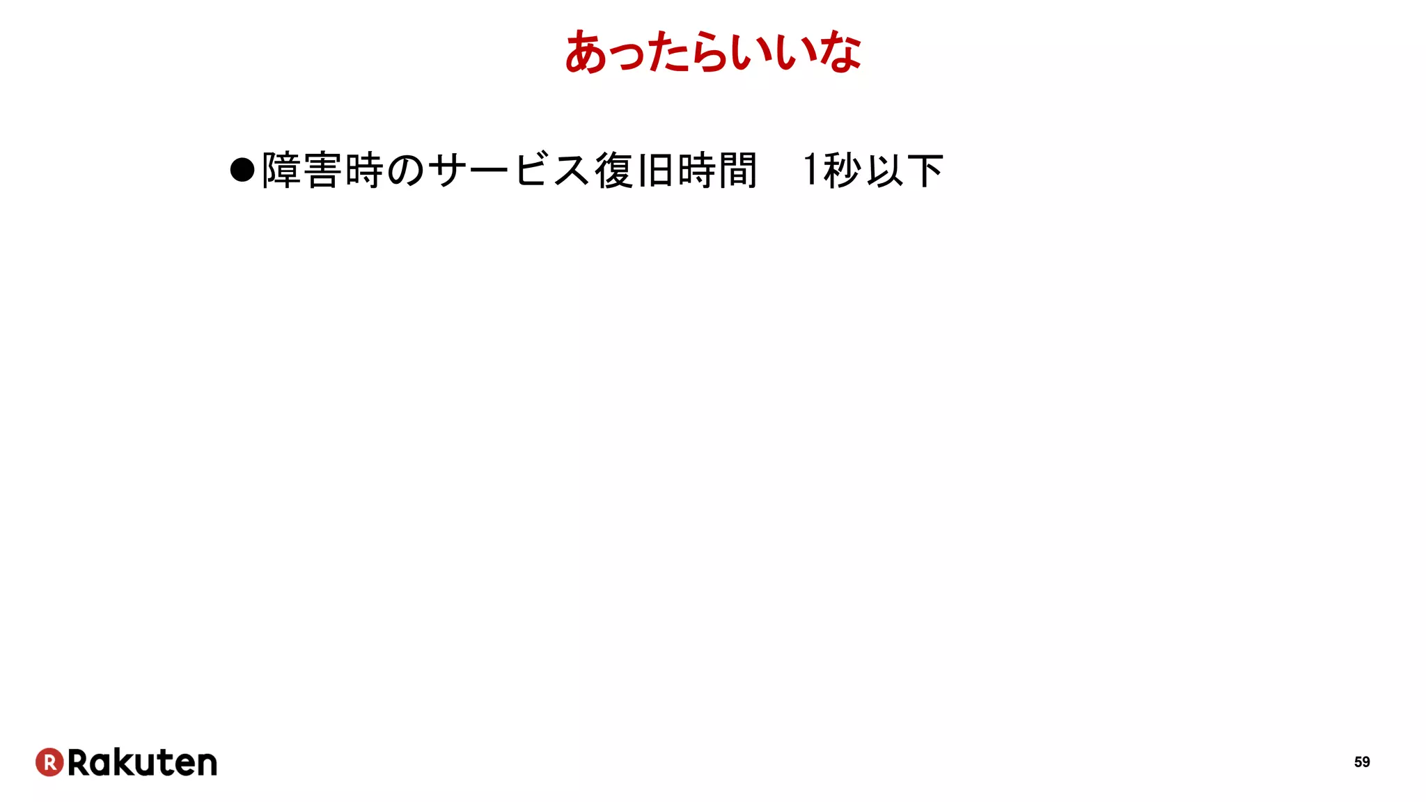 59
あったらいいな
障害時のサービス復旧時間 1秒以下
 