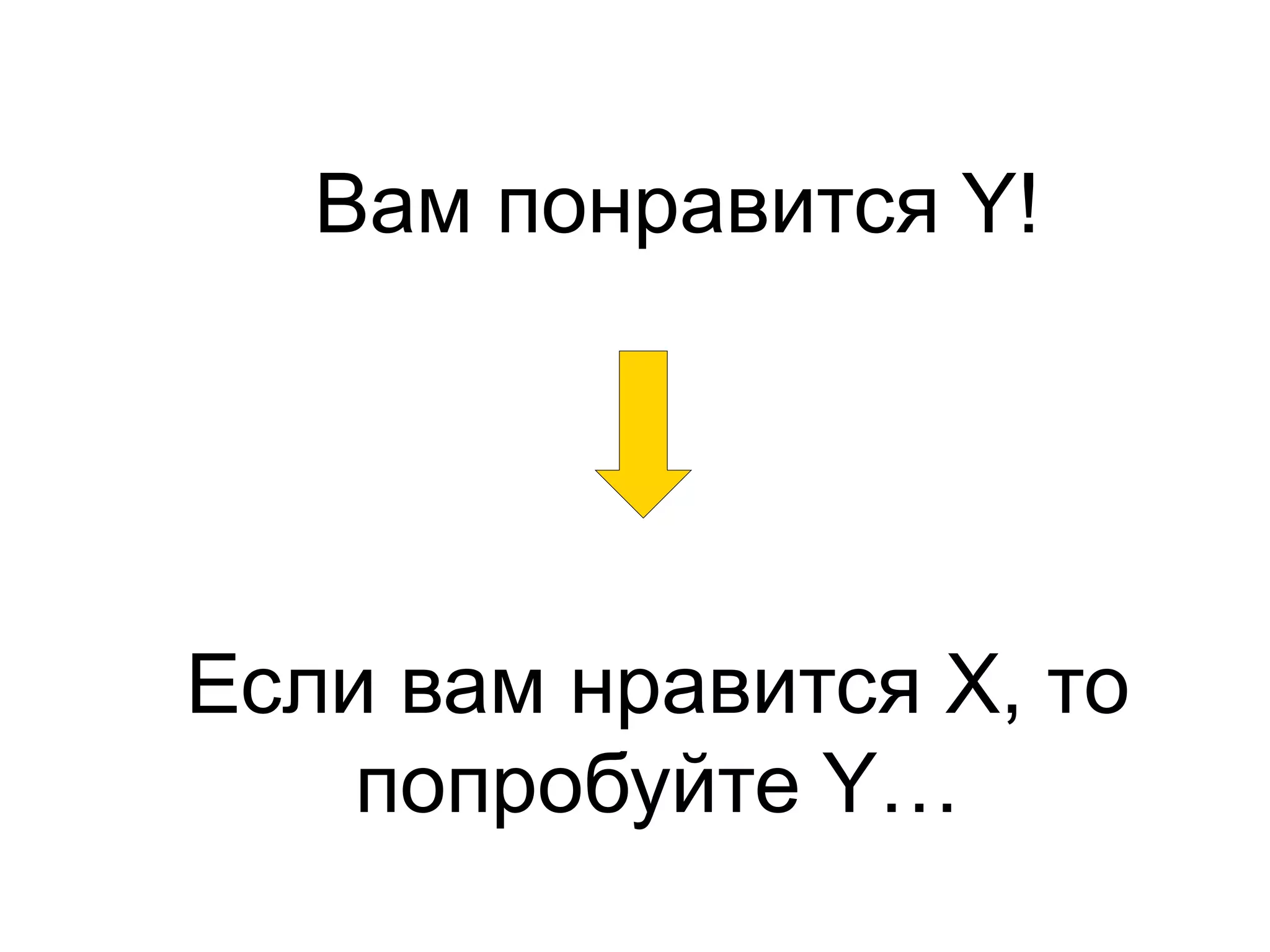 Вам понравится Y! 
Если вам нравится X, то 
попробуйте Y… 
 
