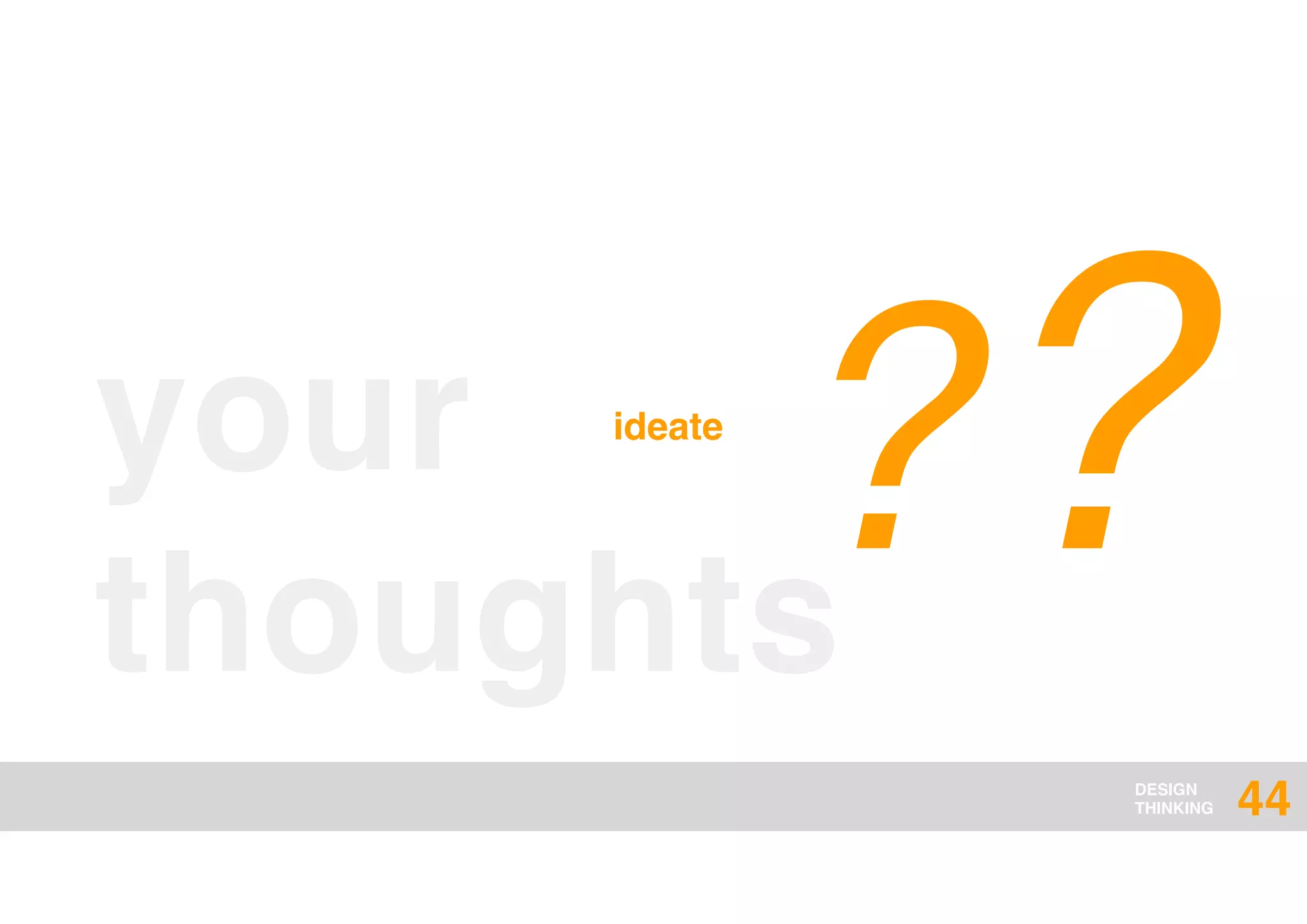 DESIGN
THINKING
your
thoughts
??ideate
44
 