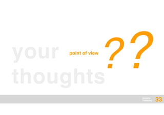 DESIGN
THINKING
your
thoughts
??point of view
33
 