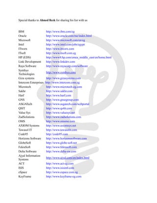 IT & Network Companies in Egypt | PDF