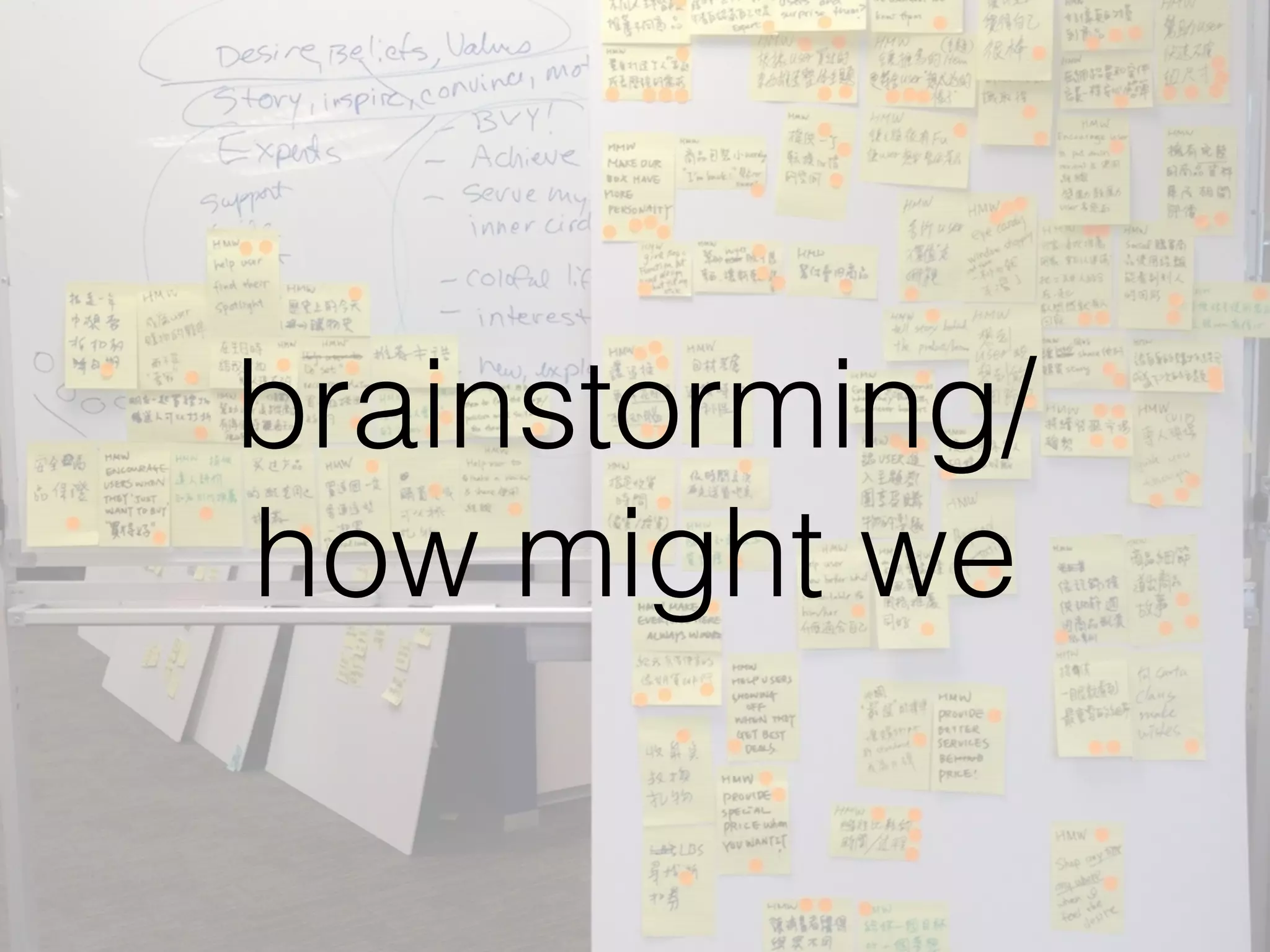 brainstorming/
how might we
 