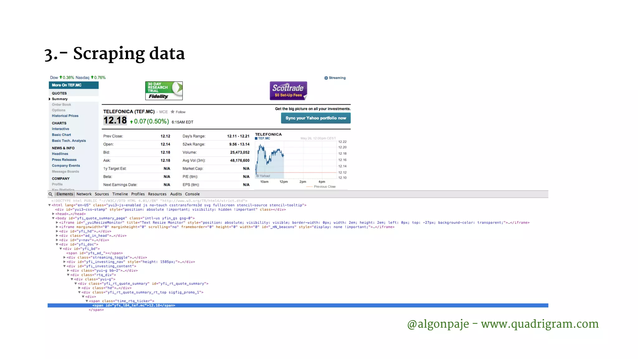 3.- Scraping data @algonpaje - www.quadrigram.com 