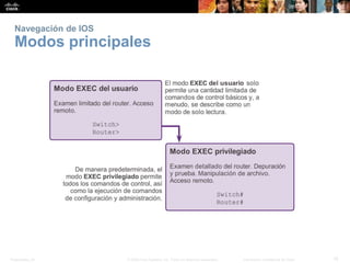 Presentation_ID 15© 2008 Cisco Systems, Inc. Todos los derechos reservados. Información confidencial de Cisco
Navegación de IOS
Modos principales
 
