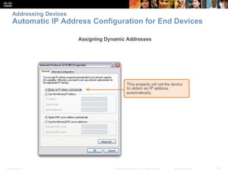 Addressing Devices

Automatic IP Address Configuration for End Devices

Presentation_ID

© 2008 Cisco Systems, Inc. All ri...