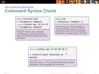 The Command Structure 
Command Syntax Check 
Presentation_ID © 2008 Cisco Systems, Inc. All rights reserved. Cisco Confidential 22 
 