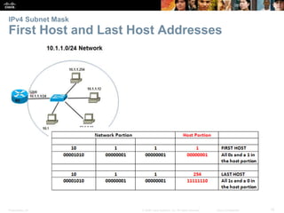 IPv4 Subnet Mask 
First Host and Last Host Addresses 
Presentation_ID © 2008 Cisco Systems, Inc. All rights reserved. Cisco Confidential 15 
 