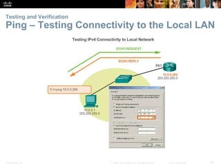 Testing and Verification 
Ping – Testing Connectivity to the Local LAN 
Presentation_ID © 2008 Cisco Systems, Inc. All rights reserved. Cisco Confidential 82 
 