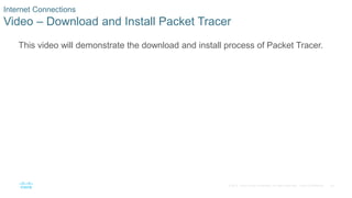 39
© 2016 Cisco and/or its affiliates. All rights reserved. Cisco Confidential
Internet Connections
Video – Download and Install Packet Tracer
This video will demonstrate the download and install process of Packet Tracer.
 