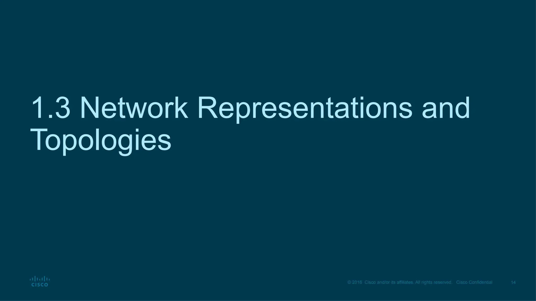 14
© 2016 Cisco and/or its affiliates. All rights reserved. Cisco Confidential
1.3 Network Representations and
Topologies
 